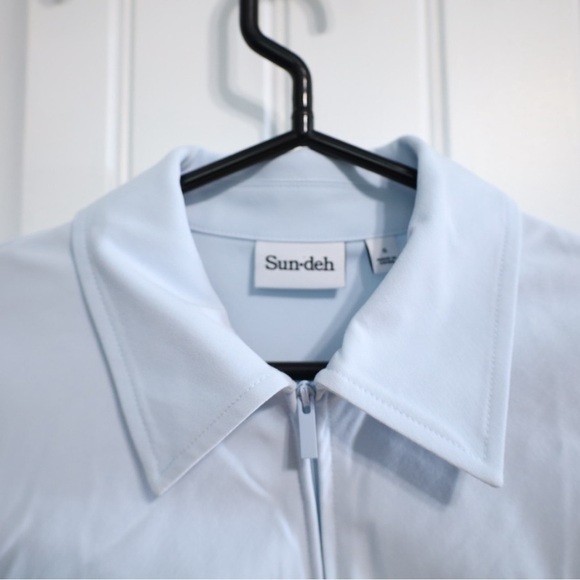 NWT Aritzia Sunday Best Alice Cropped Polo T-Shirt Fluid Blue Size 6 - Picture 6 of 13